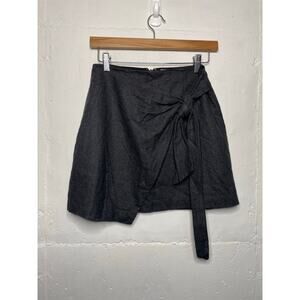 Wilfred Aritzia Gray Wool Blend Wrap Mini Skirt Size 4